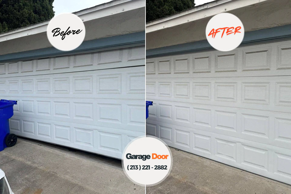 Before and after: garage door repair Norton Center, MA